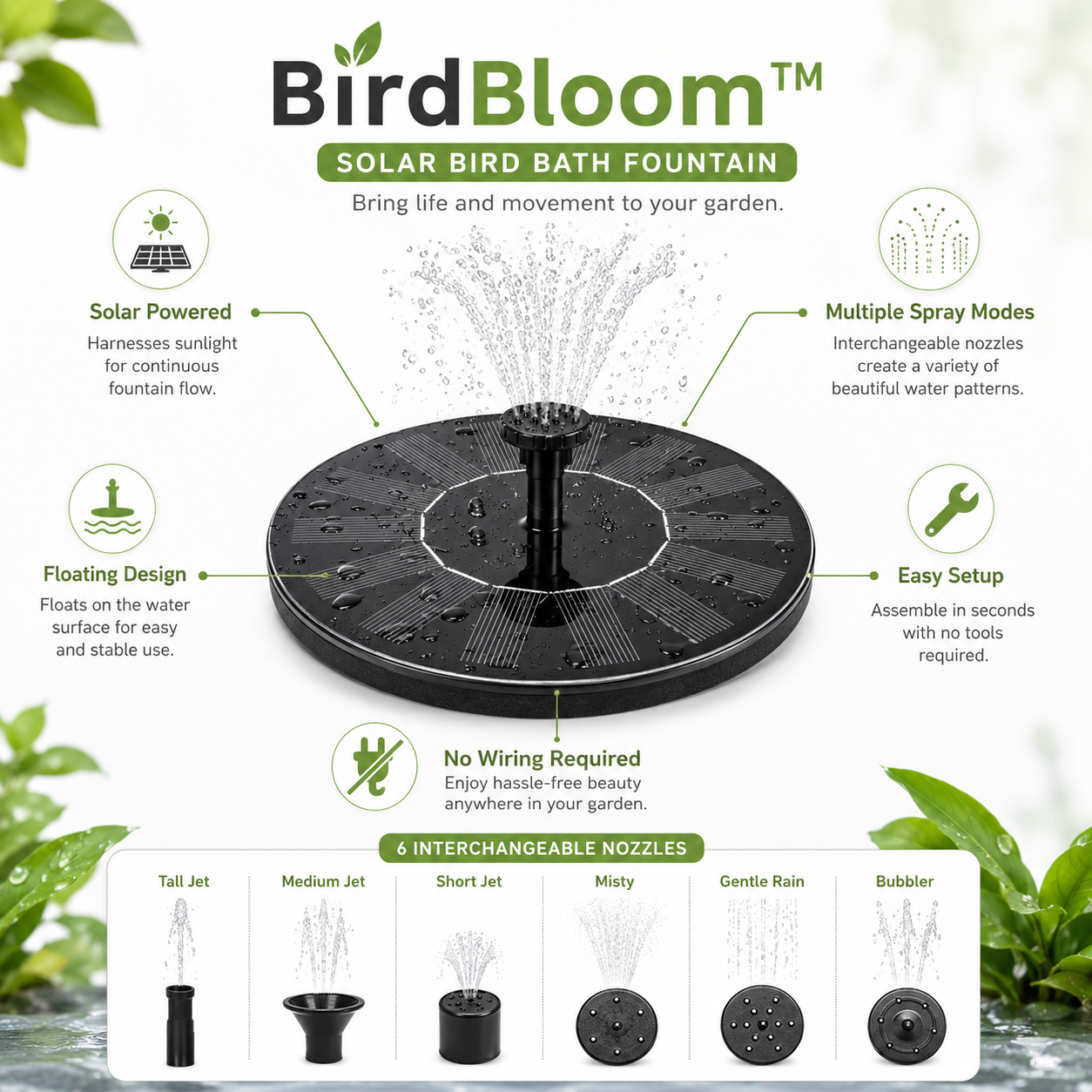 BirdBloom™ - Solar Bird Bath